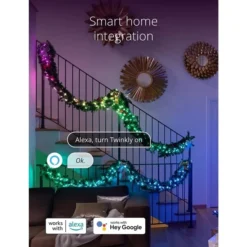 9 Ft. Twinkly Pre-Lit Garland - 50 RGB + Warm White Bulbs -Bulbs Shop data 1415