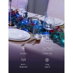 9 Ft. Twinkly Pre-Lit Garland - 50 RGB + Warm White Bulbs -Bulbs Shop data 1418