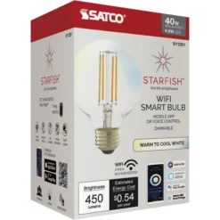450 Lumens - LED Smart Bulb - Clear G25 Globe Filament - 4.5 Watt - Tunable White - 2700-5000 Kelvin