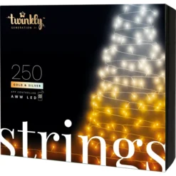 Twinkly Strings - 65.6 Ft. Mini LED Light String With 250 AWW LEDs - Amber, Warm White And Cold White - Green Wire
