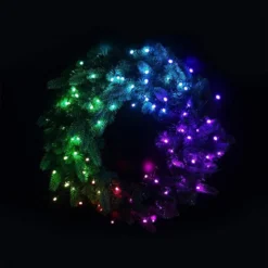 2 Ft. Twinkly Pre-Lit Wreath - 50 RGB + Warm White Bulbs -Bulbs Shop data 1614
