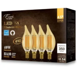350 Lumens - 4 Watt - 2200 Kelvin - LED Chandelier Bulb - 4.3 In. X 1.4 In. -Bulbs Shop data 1645