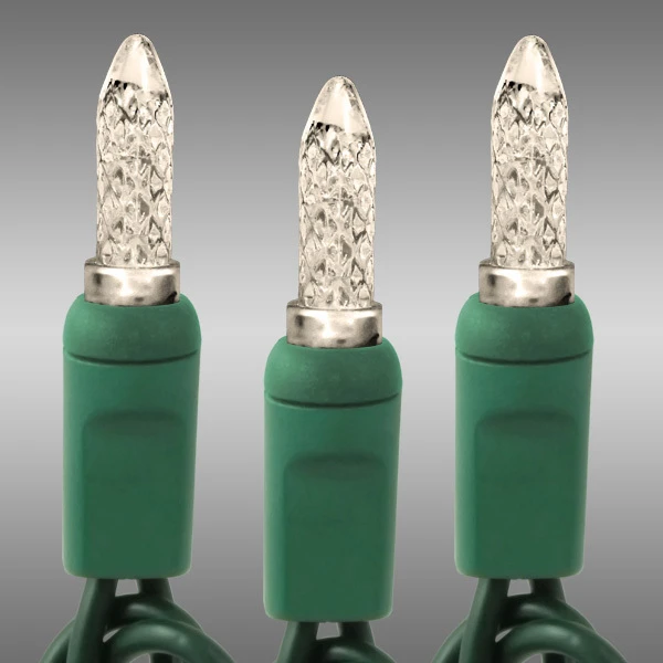 LED Christmas String Lights - 25 Ft. - (50) Faceted Warm White Mini Light LED's - 6 In. Bulb Spacing - Green Wire 1 LED Christmas String Lights - 25 Ft. - (50) Faceted Warm White Mini Light LED's - 6 In. Bulb Spacing - Green Wire