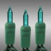 50 Ft. - Green Wire - Christmas Mini Light String - (100) Teal Bulbs - 6 In. Bulb Spacing
