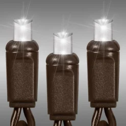LED Christmas String Lights - 17 Ft. - (50) Wide Angle Pure White LED's - 4 In. Bulb Spacing - Brown Wire