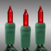 50 Ft. - Green Wire - Christmas Mini Light String - (100) Red Bulbs - 6 In. Bulb Spacing