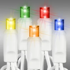 LED Christmas String Lights - 17 Ft. - (50) Wide Angle Multi-Color LED's - 4 In. Bulb Spacing - White Wire