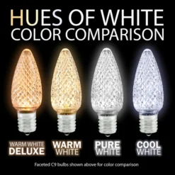 (NEW Technology) C9 - Cool White - Faceted LED - VividCore Premium - 50% Brighter -Bulbs Shop data 409