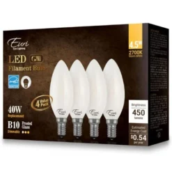 450 Lumens - 4 Watt - 2700 Kelvin - LED Chandelier Bulb - 3.8 In. X 1.4 In. -Bulbs Shop data 582