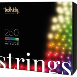 Twinkly Strings - 65.6 Ft. Mini LED Light String With 250 RGB+W LEDs - Green Wire